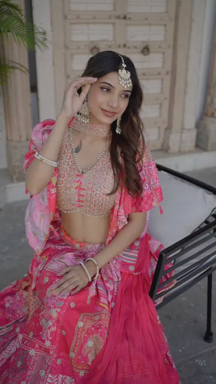 LOTUS PINK SILK LEHENGA CHOLI