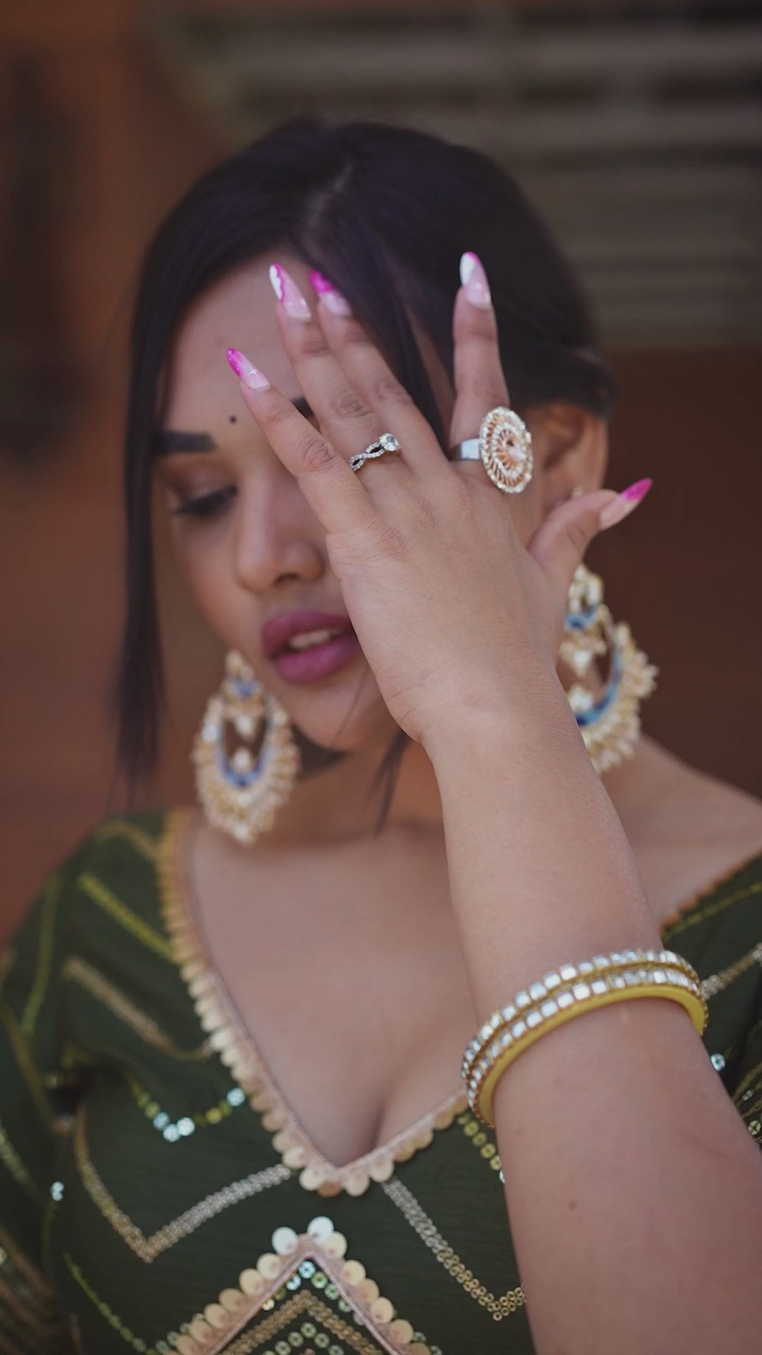 GREEN SILK RECEPTION LEHENGA CHOLI