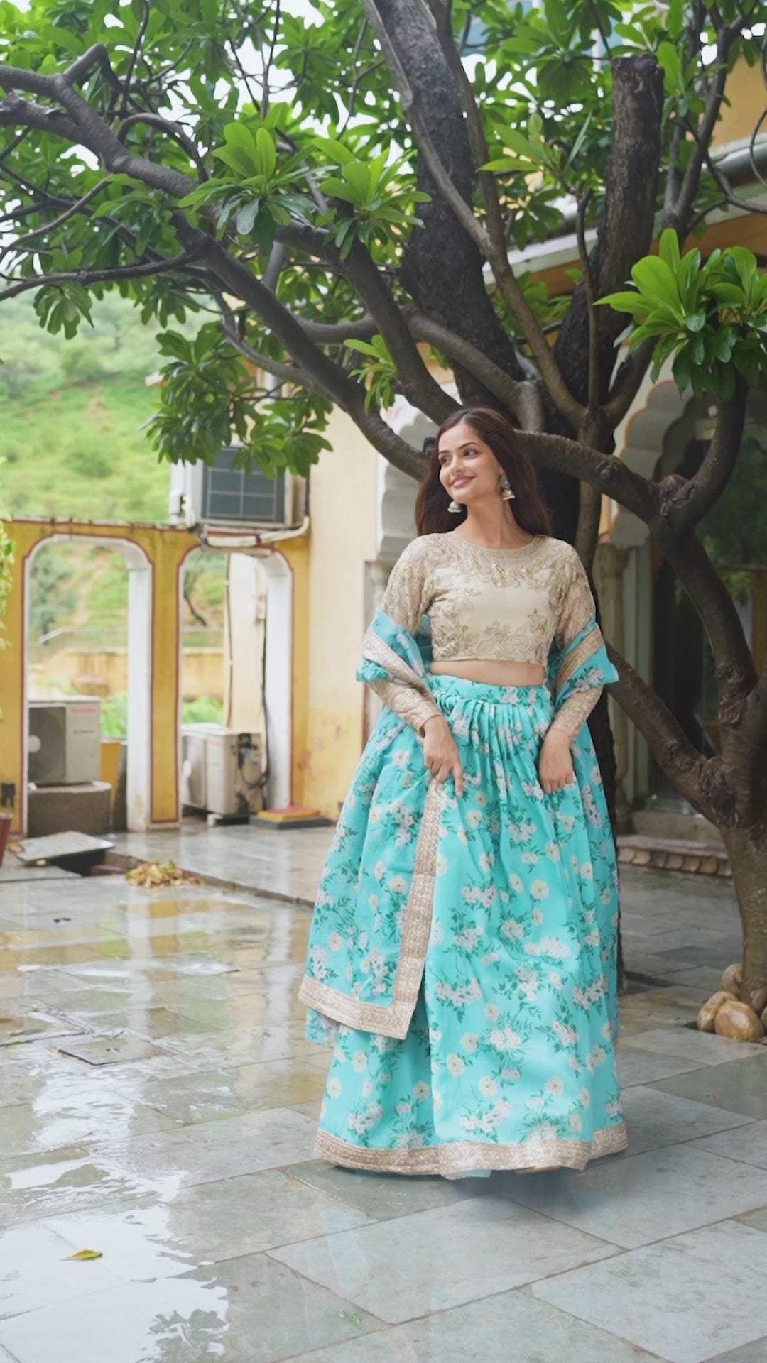 SKY BLUE FLORAL LEHENGA CHOLI