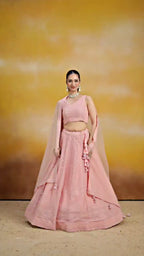 ROSE PINK GEORGETTE BRIDESMAID LEHENGA CHOLI