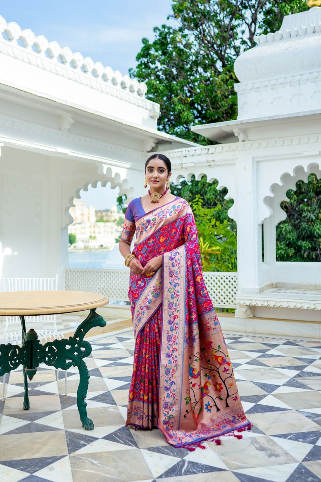 Raspberry Red Soft Paithani Silk Saree