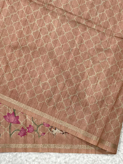 Redwood Red Tussar Silk Saree