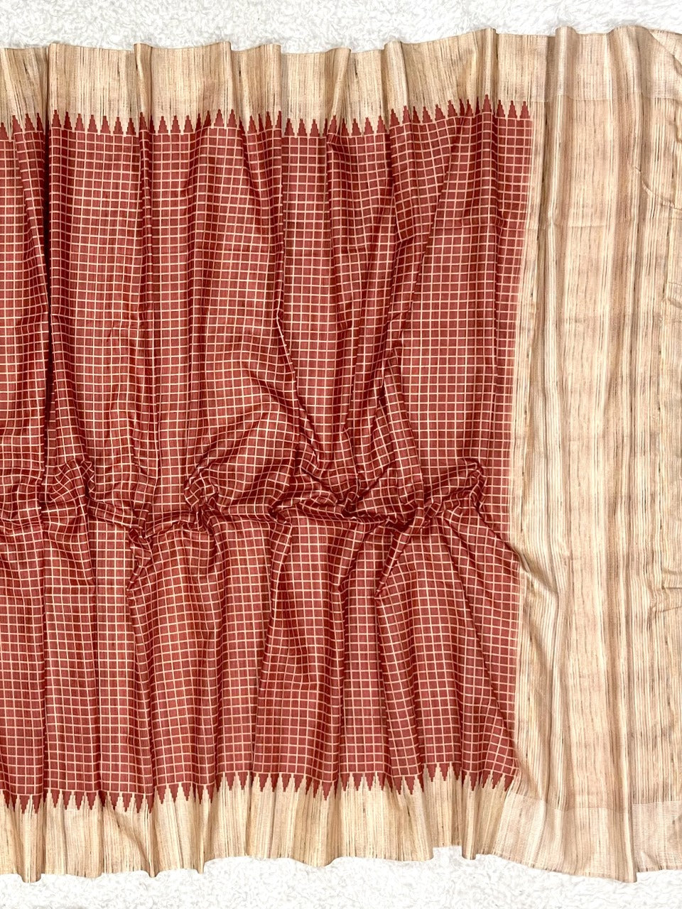 Redwood Red Desi Tussar Silk Saree