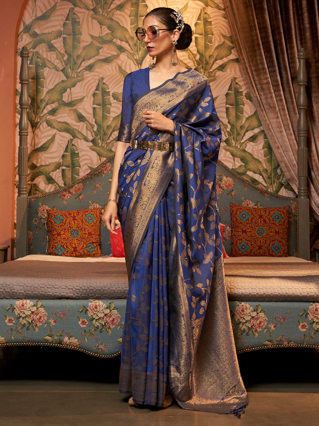 Royal Blue Woven Kanjivaram Silk Saree