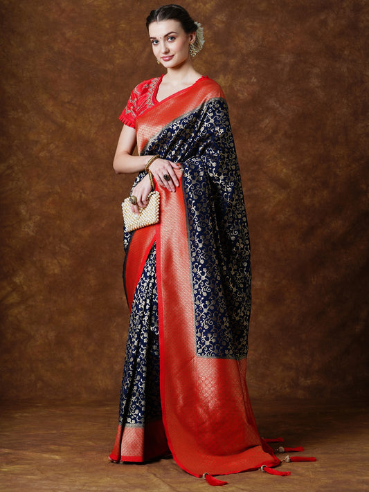 Royal Blue Woven Kanjivaram Saree