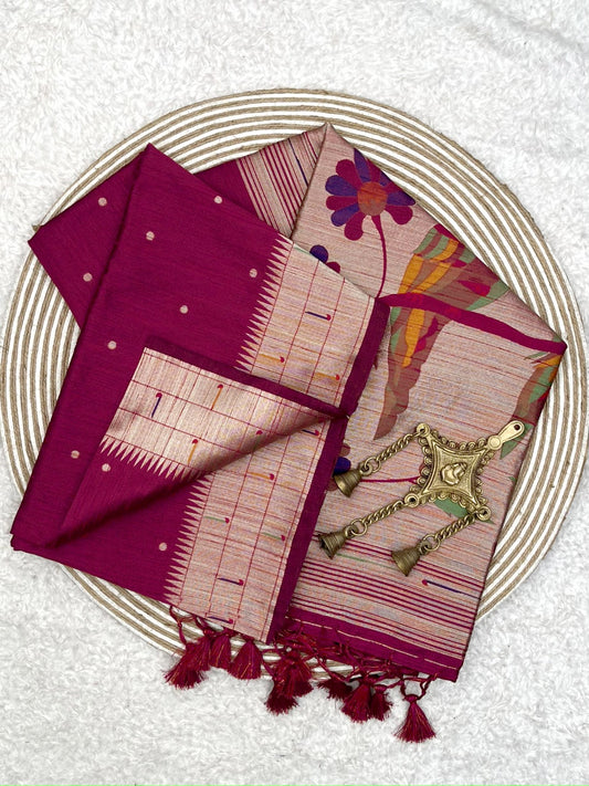 Royal Maroon Kosa Silk Saree