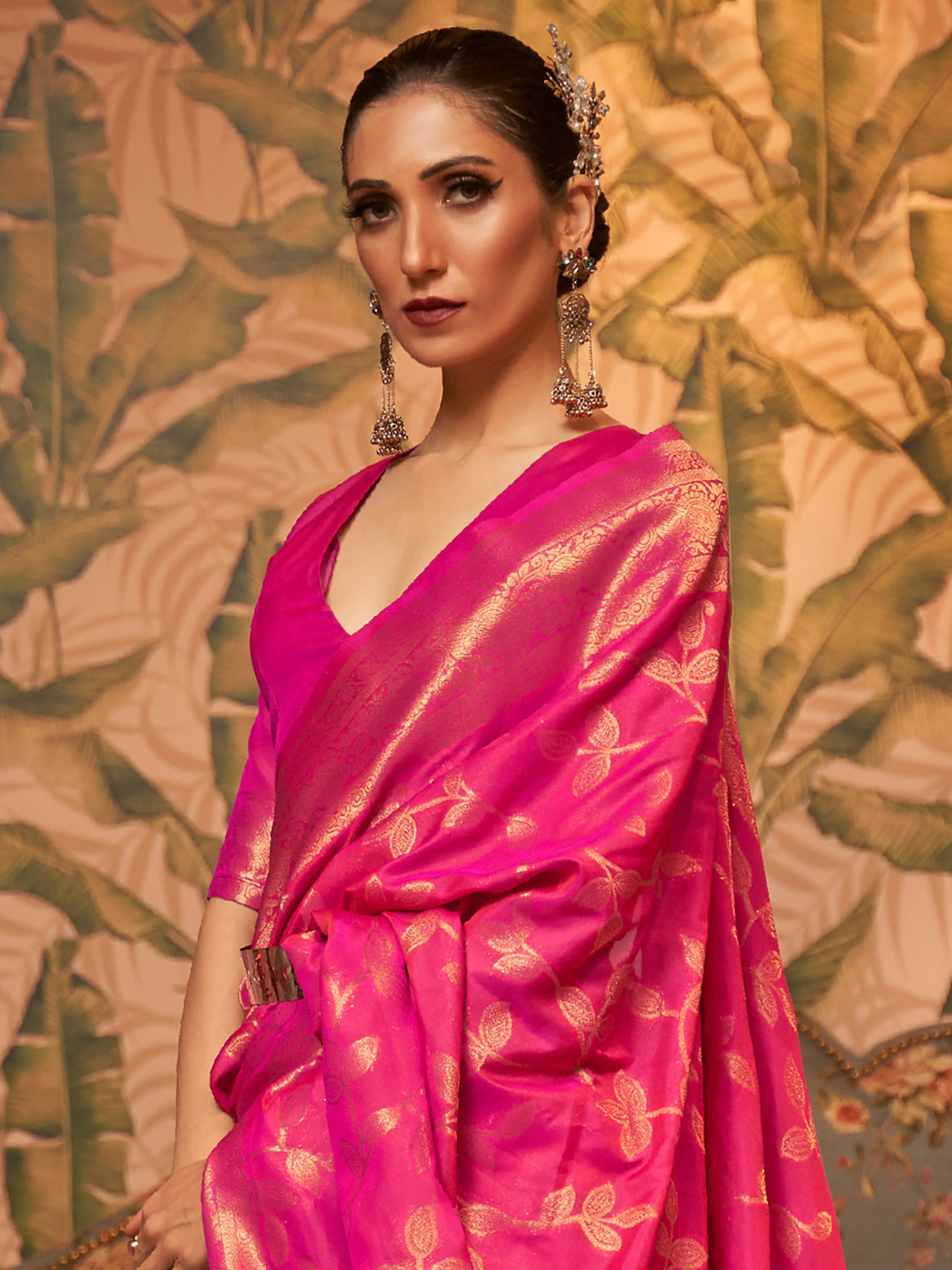 Royal Pink Woven Kanjivaram Silk Saree