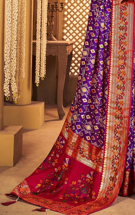 Royal Purple Woven Patola Silk Saree