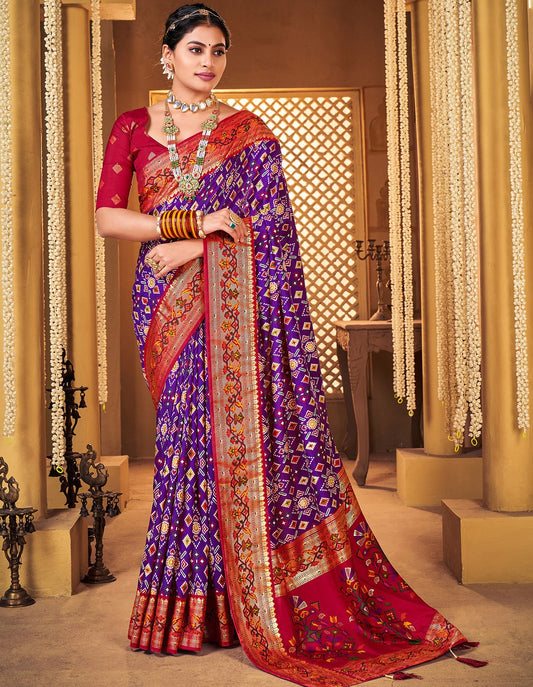 Royal Purple Woven Patola Silk Saree