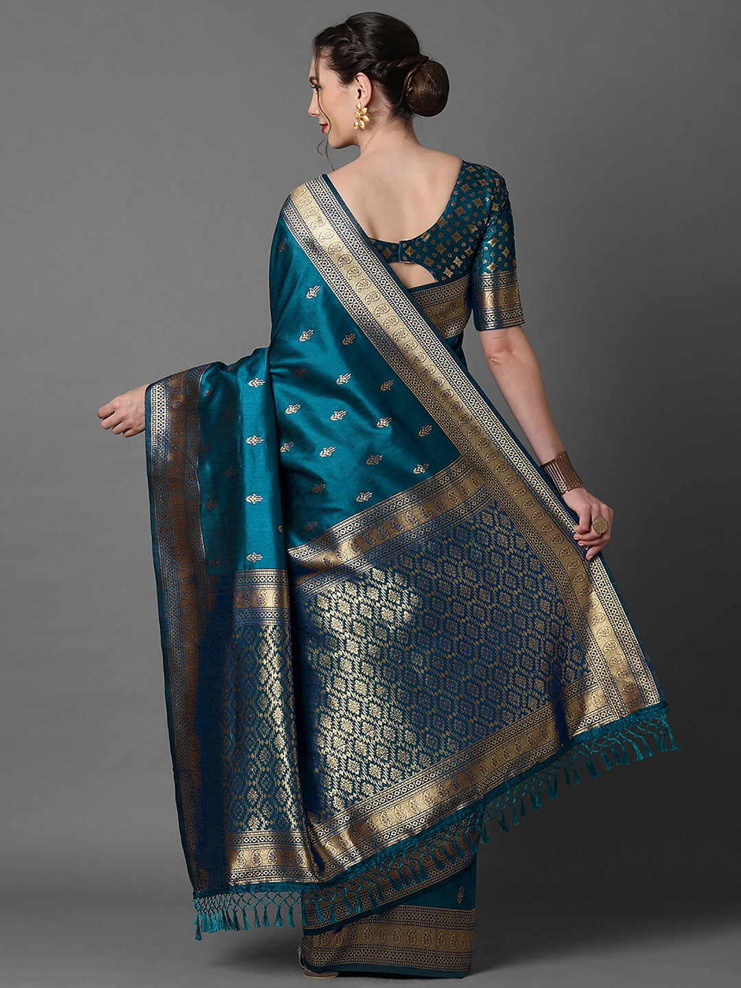 Royal Sky Blue Woven Banarasi Silk Saree