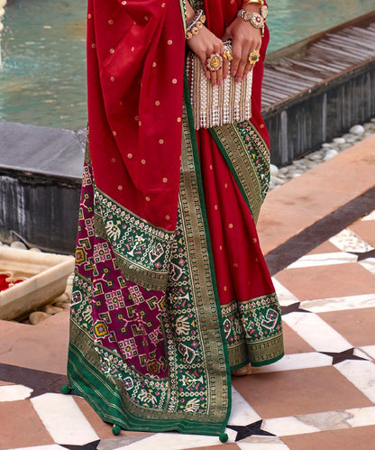 Scarlet Red Woven Patola Silk Saree