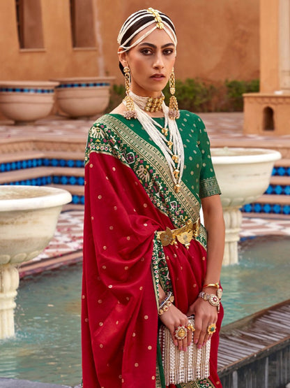 Scarlet Red Woven Patola Silk Saree