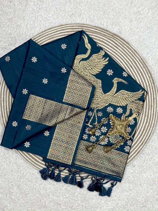 Sea Blue Kosa Silk Saree