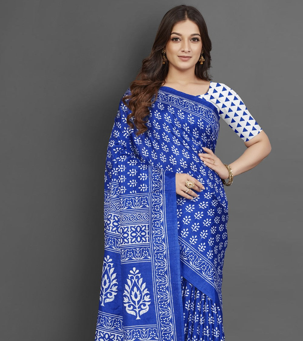 Sea Blue Dola Silk Saree