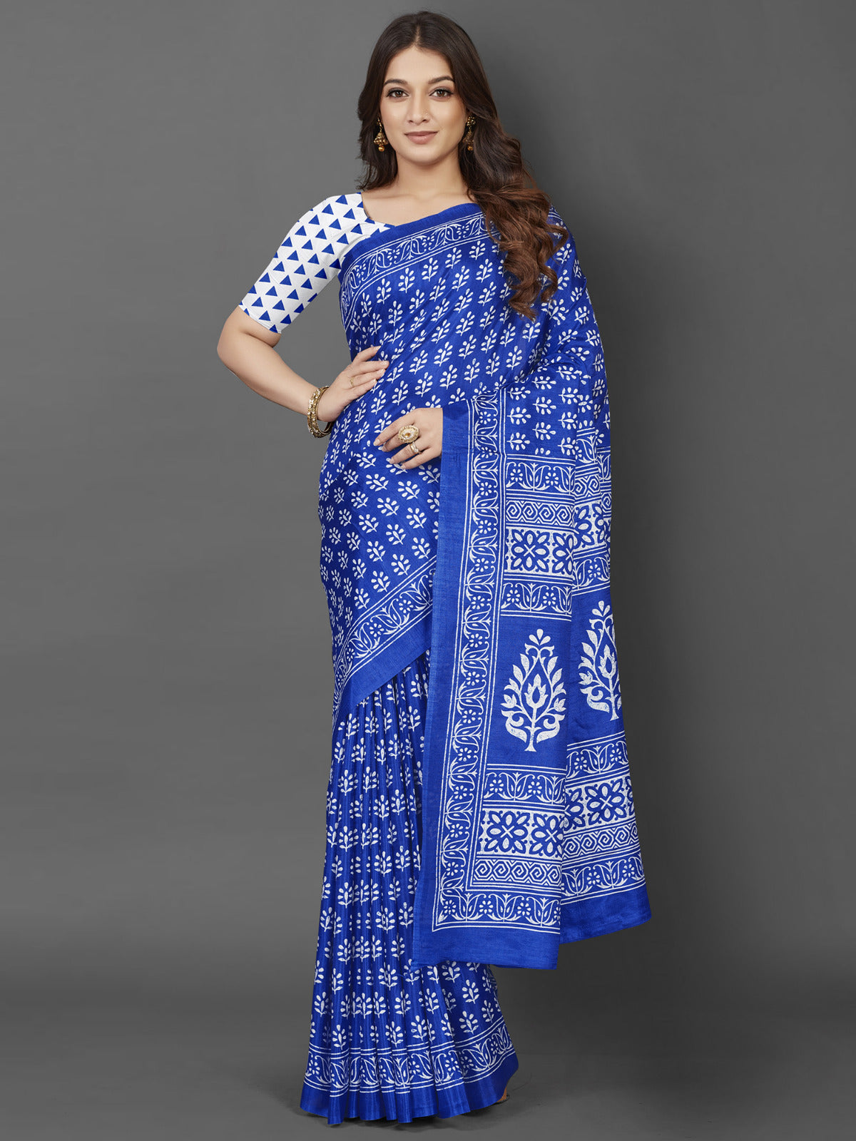 Sea Blue Dola Silk Saree