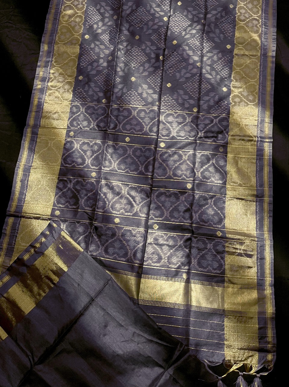 Shadow Grey Tussar Silk Saree