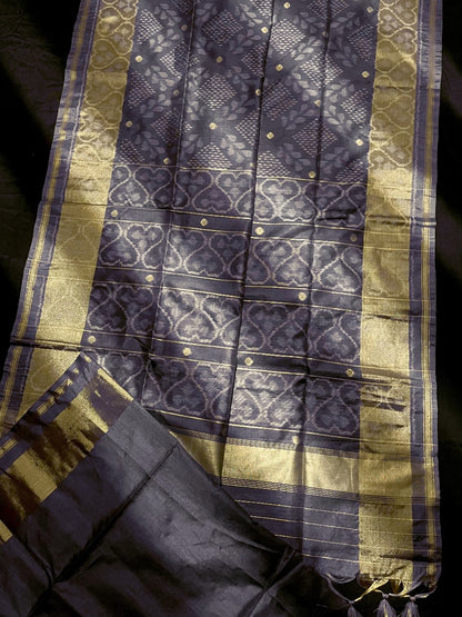 Shadow Grey Tussar Silk Saree