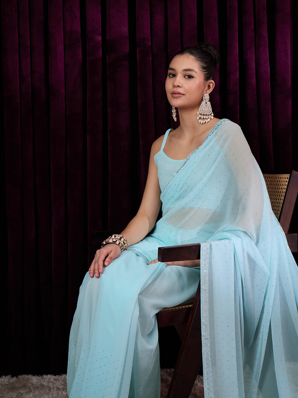 Sky Blue Georgette Saree