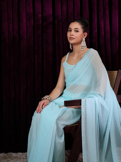 Sky Blue Georgette Saree