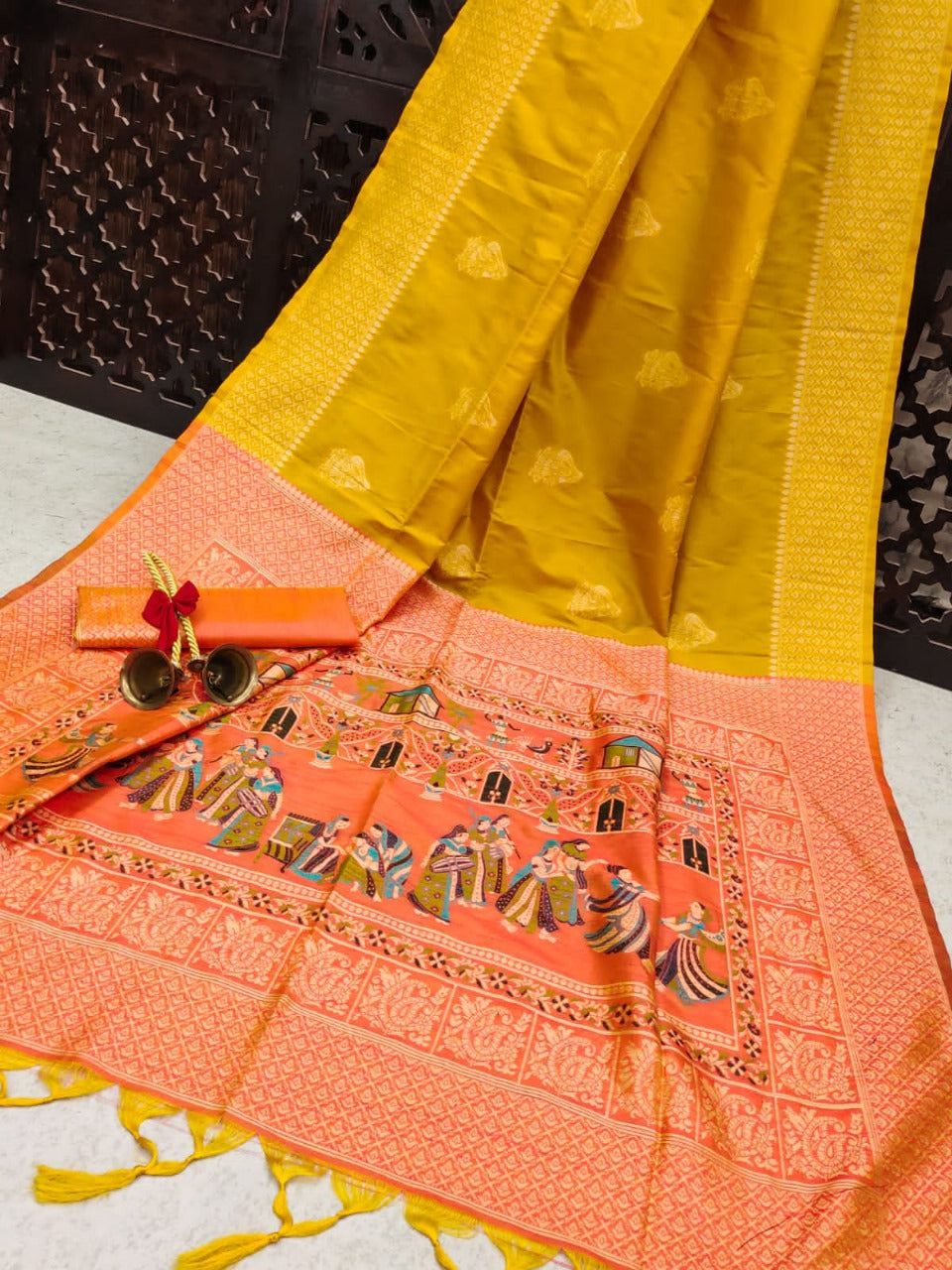 Sunflower Yellow Raw Silk Saree