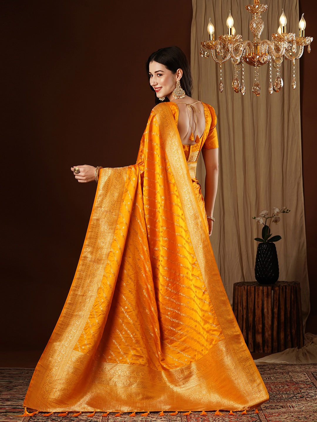 Sunflower Yellow Woven Kanjivaram Silk Saree