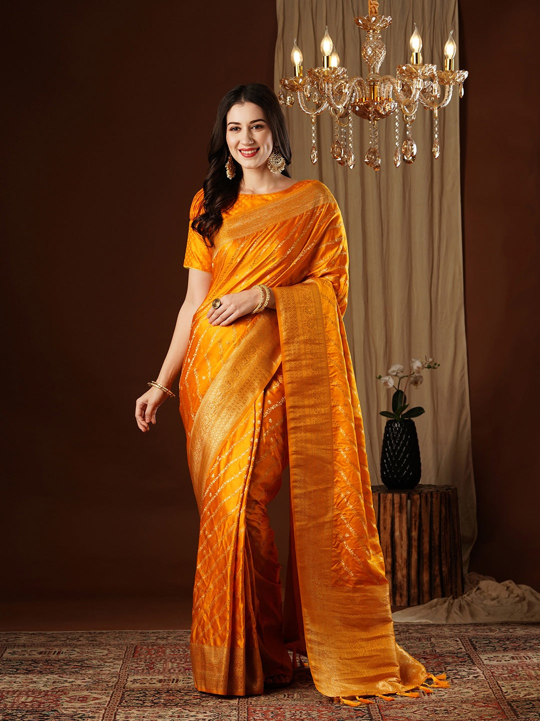 Sunflower Yellow Woven Kanjivaram Silk Saree