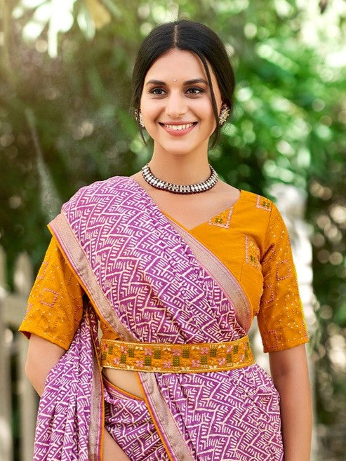 Taffy Pink Georgette Saree