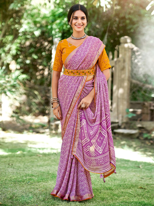 Taffy Pink Georgette Saree