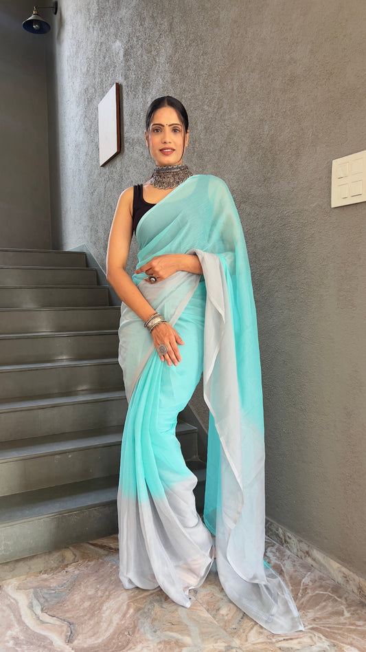 Teal Blue Georgette Saree