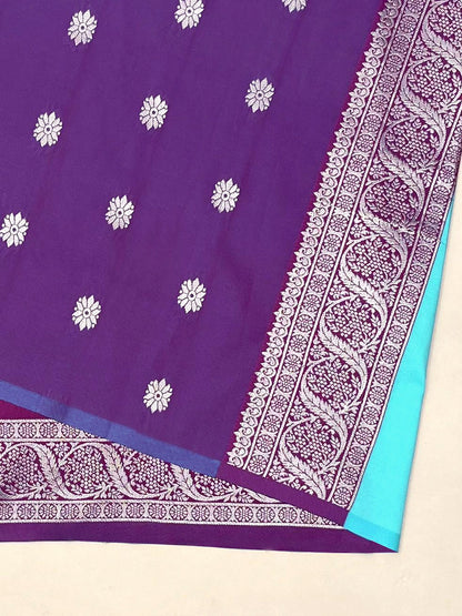 Turquoise Blue Banarasi Silk Saree