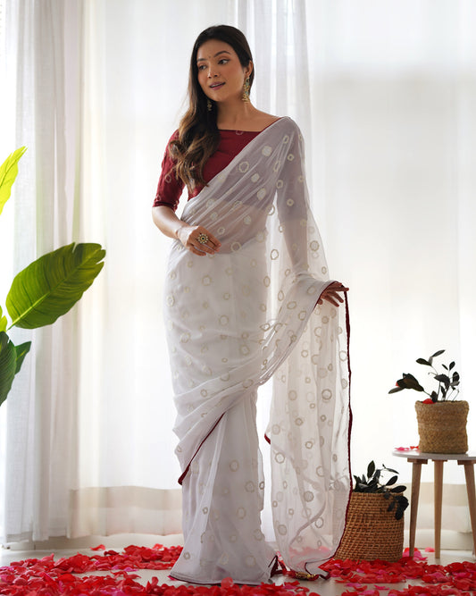 White Georgette Saree