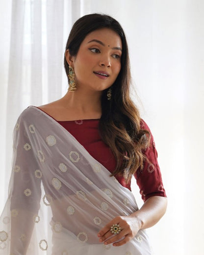 White Georgette Saree