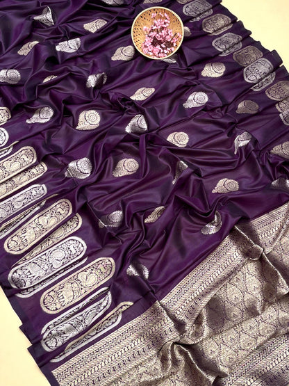 Wine Violet Matka Silk Saree