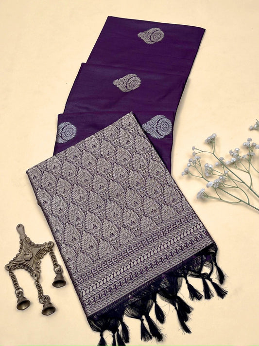 Wine Violet Matka Silk Saree