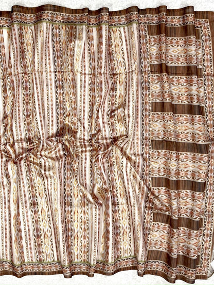 Wood Brown Tussar Silk Saree