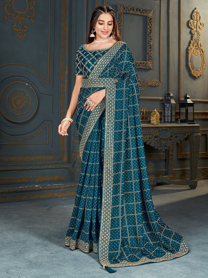 Yale Blue Bandhani Silk Saree