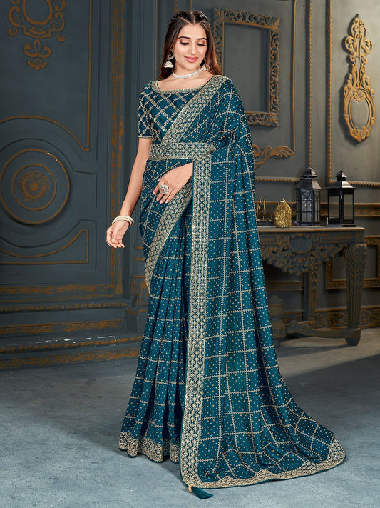 Yale Blue Bandhani Silk Saree